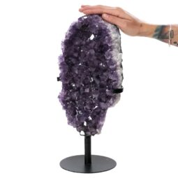 7.3kg Amethyst Druze Cluster on Rotating Stand H01 5 Amethyst Druze Cluster on Rotating Stand H01 | Crystal Factory