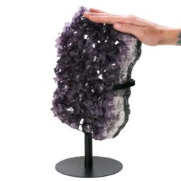 6.8kg Amethyst Druze Cluster on Rotating Stand H03 5 Amethyst Druze Cluster on Rotating Stand H03 | Crystal Factory