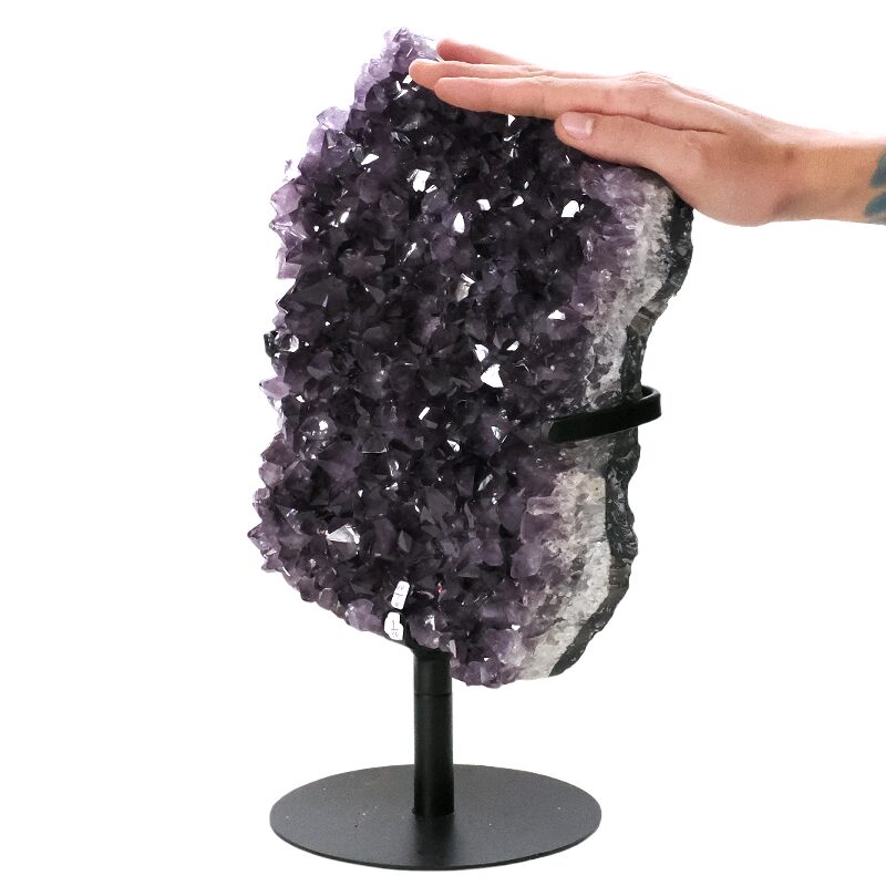 6.8kg Amethyst Druze Cluster on Rotating Stand H03 4 Amethyst Druze Cluster on Rotating Stand H03 | Crystal Factory