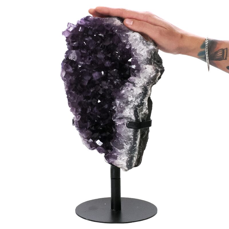6.1kg Amethyst Druze Cluster on Rotating Stand H07 4 Amethyst Druze Cluster on Rotating Stand H07 | Crystal Factory