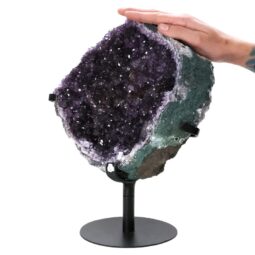 8.2kg Amethyst Druze Cluster on Rotating Stand H08 5 Amethyst Druze Cluster on Rotating Stand H08 | Crystal Factory