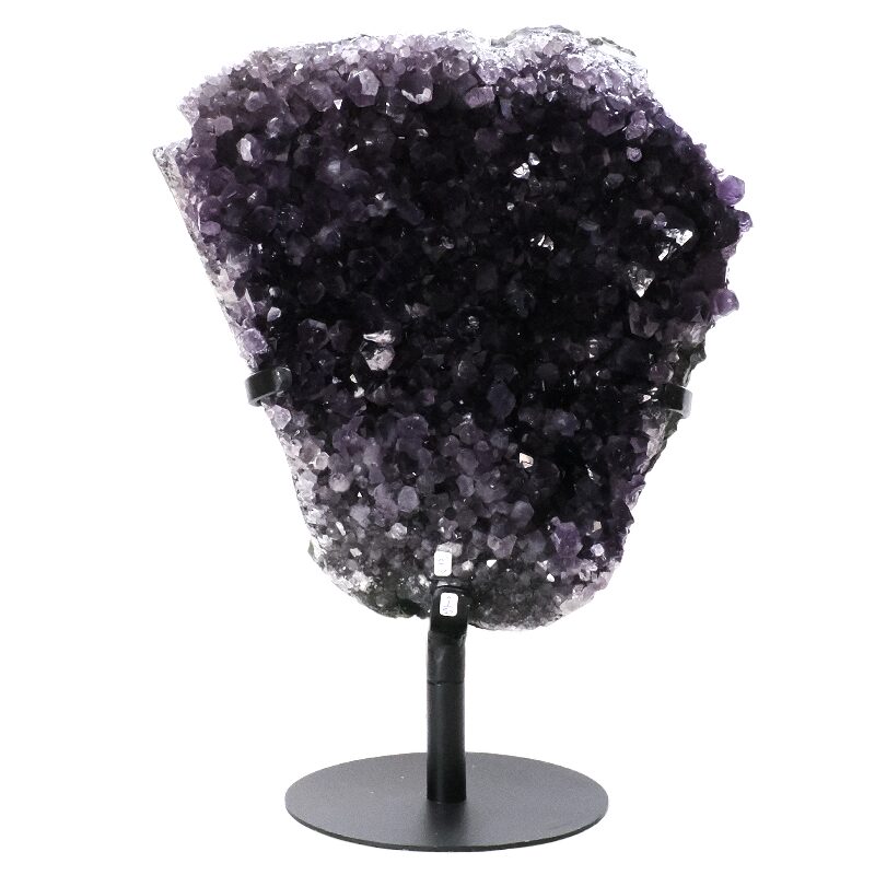 8.2kg Amethyst Druze Cluster on Rotating Stand H09 3 Amethyst Druze Cluster on Rotating Stand H09 | Crystal Factory