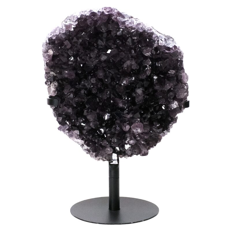 6.8kg Amethyst Druze Cluster on Rotating Stand H10 3 Amethyst Druze Cluster on Rotating Stand H10 | Crystal Factory