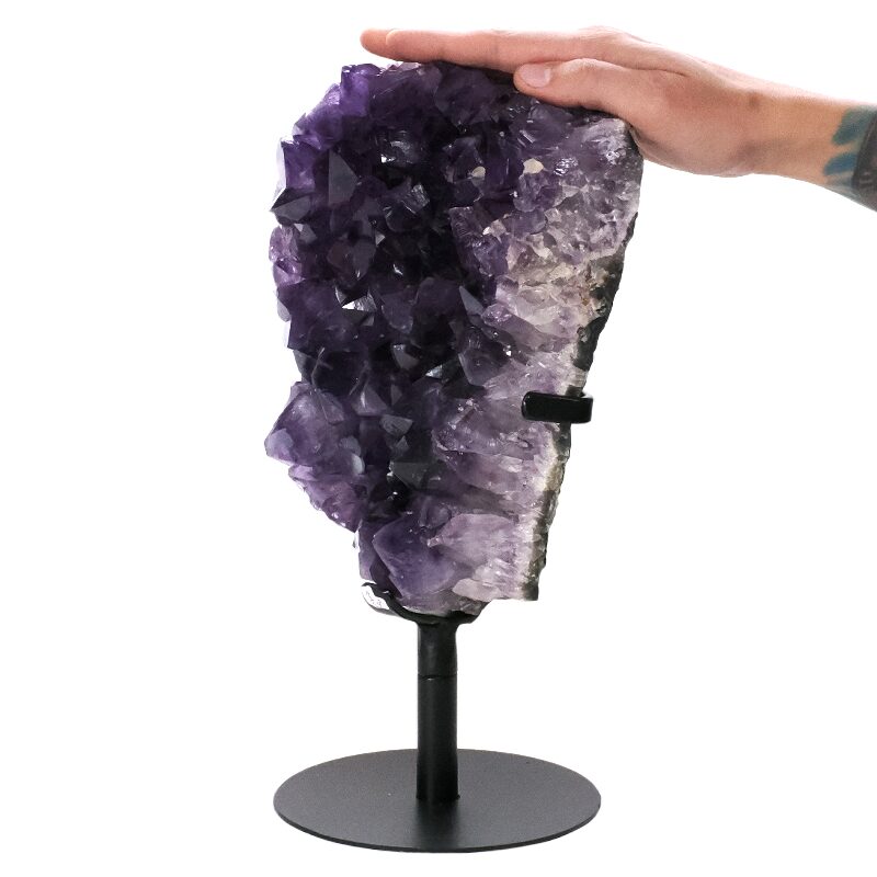 5.2kg Amethyst Druze Cluster on Rotating Stand H12 4 Amethyst Druze Cluster on Rotating Stand H12 | Crystal Factory