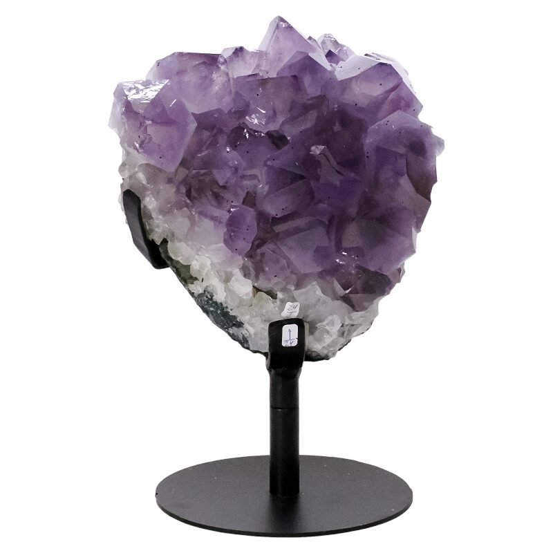 3.9kg Amethyst Druze Cluster on Rotating Stand H14 2 Amethyst Druze Cluster on Rotating Stand H14 | Crystal Factory