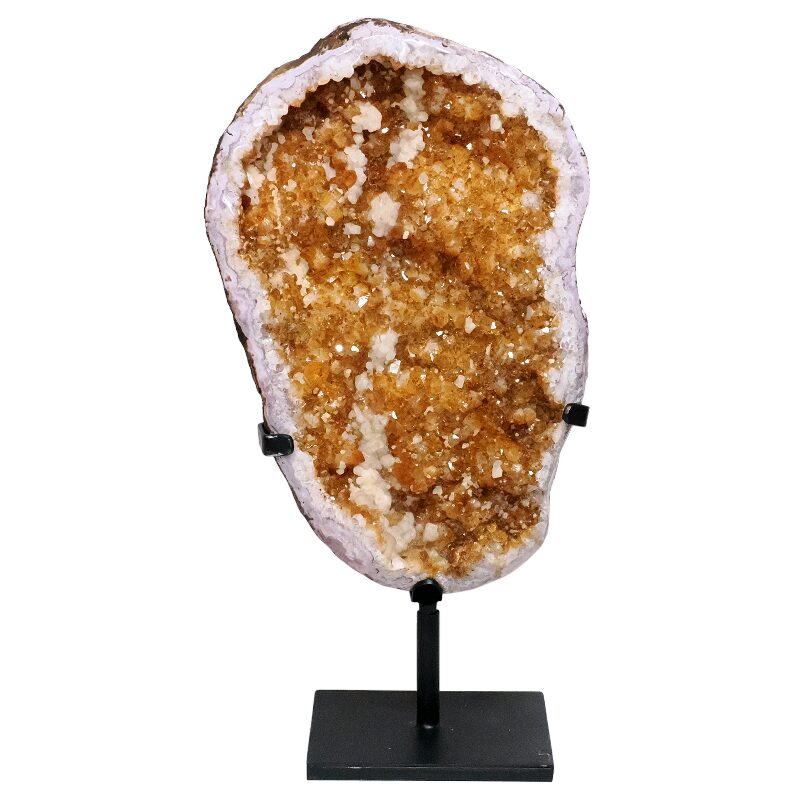 17.2kg Citrine Cluster on Metal Stand H15 3 Citrine Cluster on Metal Stand H15 | Crystal Factory