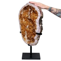17.2kg Citrine Cluster on Metal Stand H15 5 Citrine Cluster on Metal Stand H15 | Crystal Factory