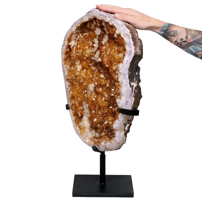 17.2kg Citrine Cluster on Metal Stand H15 4 Citrine Cluster on Metal Stand H15 | Crystal Factory