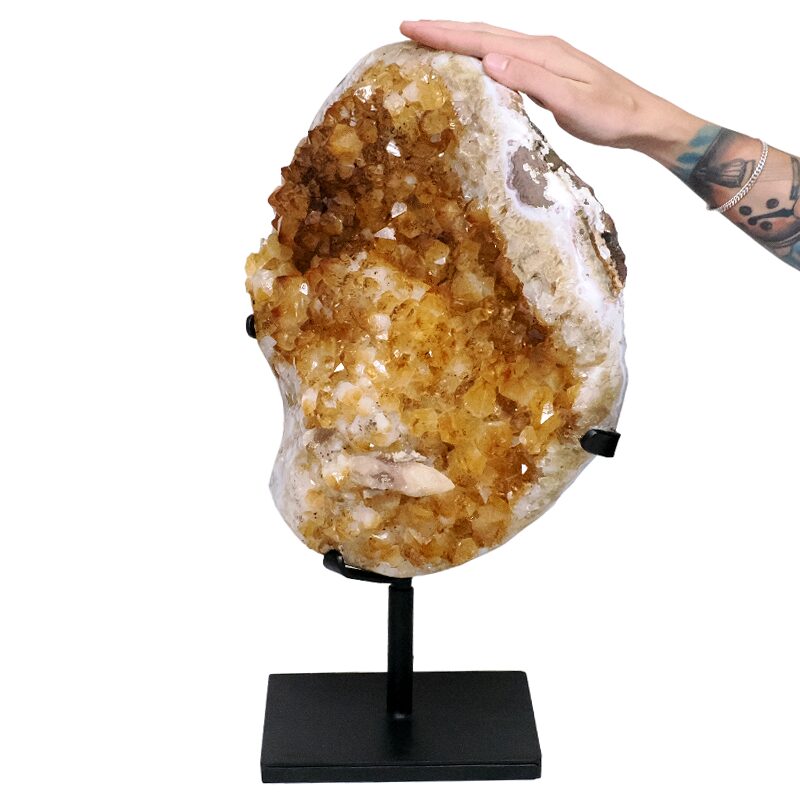 17kg Citrine Cluster on Metal Stand H16 4 Citrine Cluster on Metal Stand H16 | Crystal Factory