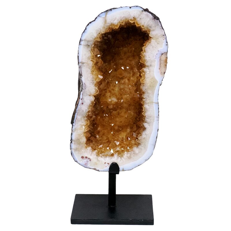15.8kg Citrine Cluster on Metal Stand H18 3 Citrine Cluster on Metal Stand H18 | Crystal Factory