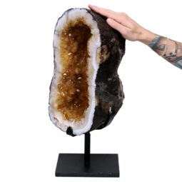 15.8kg Citrine Cluster on Metal Stand H18 5 Citrine Cluster on Metal Stand H18 | Crystal Factory