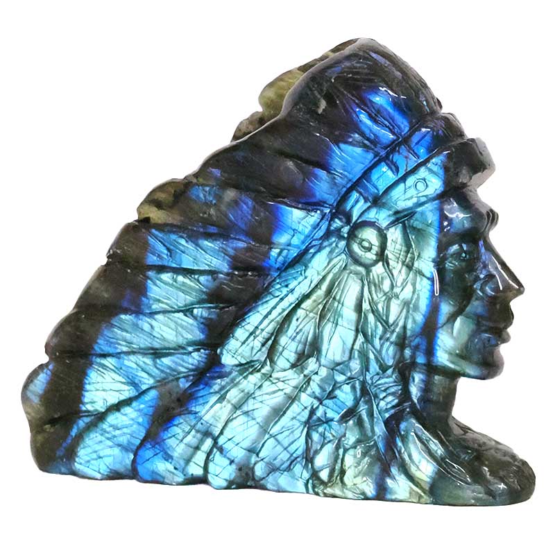 0.37kg Labradorite Warrior Bust Carving B917 2 Labradorite Warrior Bust Carving B917 | Crystal Factory