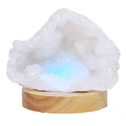 Mini Calcite Cluster With Multicolour LED Large Light Base X447 | Crystal Factory