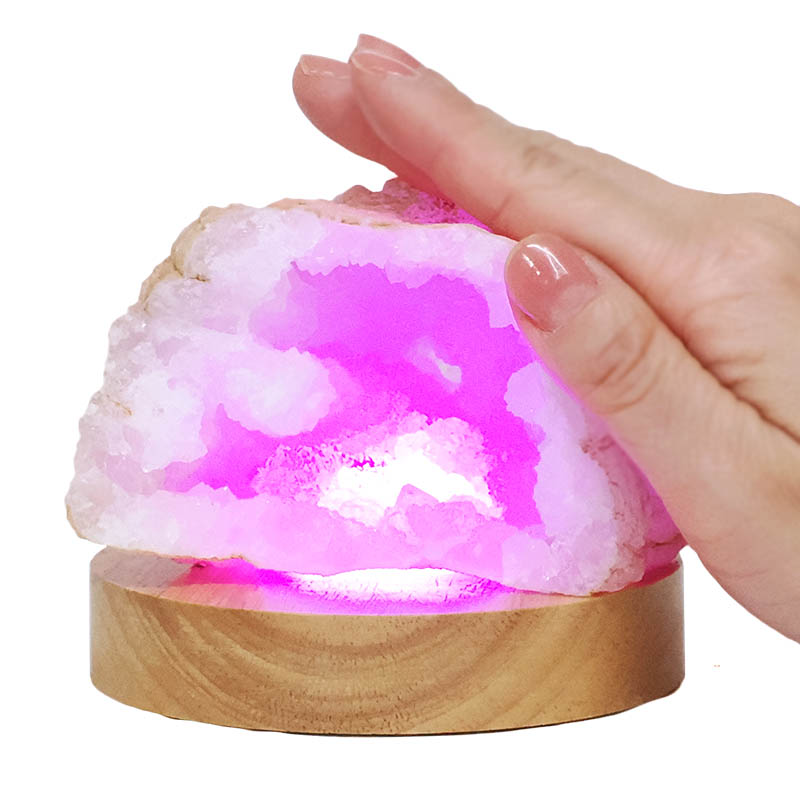 Mini Calcite Cluster With Multicolour LED Large Light Base X459 5 Mini Calcite Cluster With Multicolour LED Large Light Base X459 | Crystal Factory