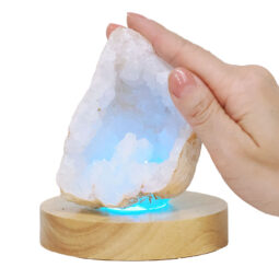 Mini Calcite Cluster With Multicolour LED Large Light Base X461 | Crystal Factory