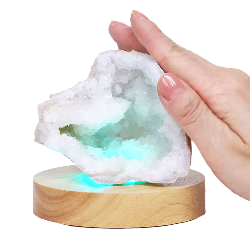 Mini Calcite Cluster With Multicolour LED Large Light Base X462 5 Mini Calcite Cluster With Multicolour LED Large Light Base X462 | Crystal Factory