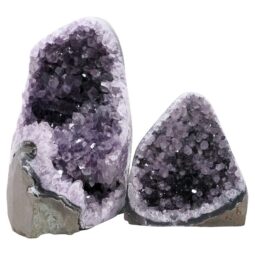 Amethyst Polished Crystal Geode Specimen Set 2 Pieces P2215 | Crystal Factory