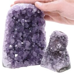 Amethyst Polished Crystal Geode Specimen Set 2 Pieces P2219 | Crystal Factory