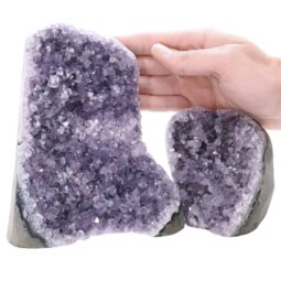 Amethyst Polished Crystal Geode Specimen Set 2 Pieces P2220 | Crystal Factory