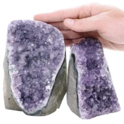 Amethyst Polished Crystal Geode Specimen Set 2 Pieces P2225 | Crystal Factory