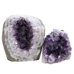 Amethyst Polished Crystal Geode Specimen Set 2 Pieces P2227 | Crystal Factory