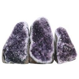 Amethyst Polished Crystal Geode Specimen Set 3 Pieces P2228 | Crystal Factory