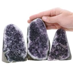 Amethyst Polished Crystal Geode Specimen Set 3 Pieces P2228 | Crystal Factory