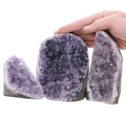 Amethyst Polished Crystal Geode Specimen Set 3 Pieces P2229 | Crystal Factory