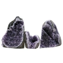 Amethyst Polished Crystal Geode Specimen Set 3 Pieces P2231 | Crystal Factory