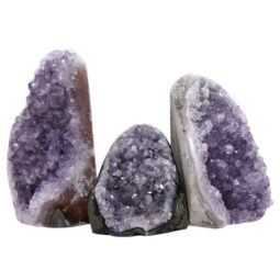 Amethyst Polished Crystal Geode Specimen Set 3 Pieces P2232 | Crystal Factory