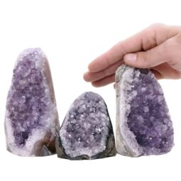 Amethyst Polished Crystal Geode Specimen Set 3 Pieces P2232 | Crystal Factory