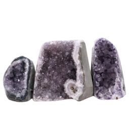 Amethyst Polished Crystal Geode Specimen Set 3 Pieces P2234 | Crystal Factory