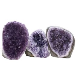 Amethyst Polished Crystal Geode Specimen Set 3 Pieces P2235 | Crystal Factory