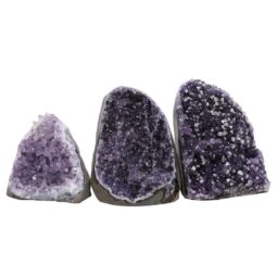 Amethyst Polished Crystal Geode Specimen Set 3 Pieces P2236 | Crystal Factory