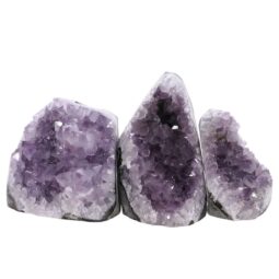 Amethyst Polished Crystal Geode Specimen Set 3 Pieces P2237 | Crystal Factory