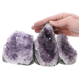 Amethyst Polished Crystal Geode Specimen Set 3 Pieces P2237 | Crystal Factory