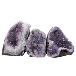 Amethyst Polished Crystal Geode Specimen Set 3 Pieces P2238 | Crystal Factory