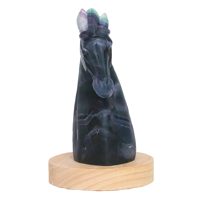 1.04kg Rainbow Fluorite Horse Carving on LED Light Base B918 7 Rainbow Fluorite Horse Carving on LED Light Base B918 | Crystal Factory