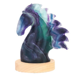 1.04kg Rainbow Fluorite Horse Carving on LED Light Base B918 12 Rainbow Fluorite Horse Carving on LED Light Base B918 | Crystal Factory