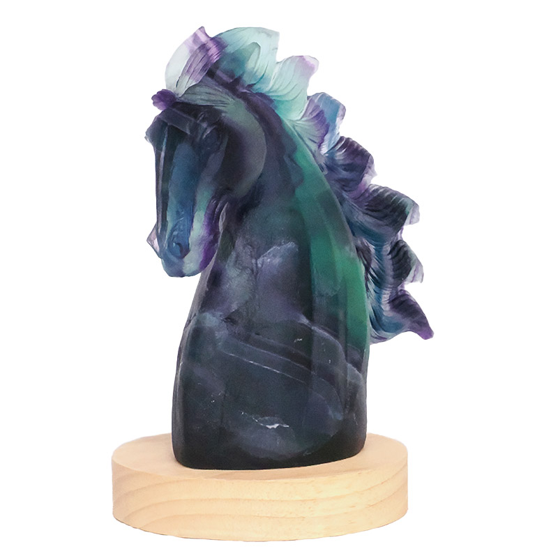 1.04kg Rainbow Fluorite Horse Carving on LED Light Base B918 8 Rainbow Fluorite Horse Carving on LED Light Base B918 | Crystal Factory