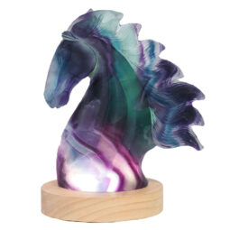 1.04kg Rainbow Fluorite Horse Carving on LED Light Base B918 15 Rainbow Fluorite Horse Carving on LED Light Base B918 | Crystal Factory