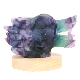 1.19kg Rainbow Fluorite Wolf Carving on LED Light Base B919 13 Rainbow Fluorite Wolf Carving on LED Light Base B919 | Crystal Factory