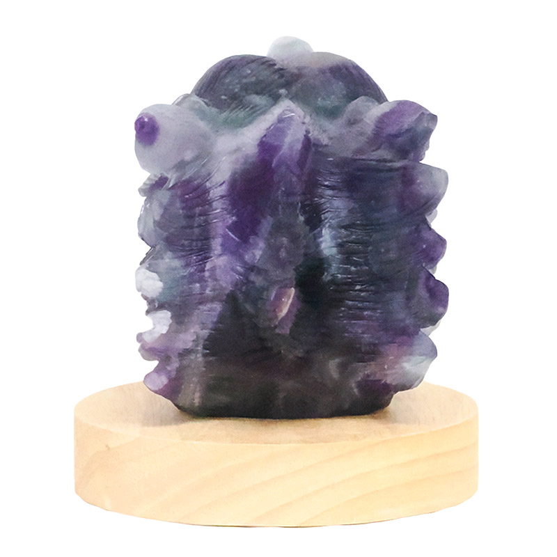 1.19kg Rainbow Fluorite Wolf Carving on LED Light Base B919 10 Rainbow Fluorite Wolf Carving on LED Light Base B919 | Crystal Factory