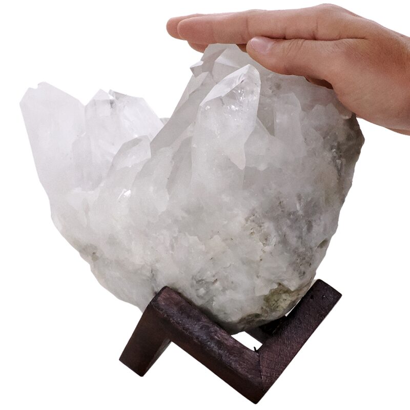 4.3kg Natural Clear Quartz Specimen on Timber Stand 8cm S1726 4 Natural Clear Quartz Specimen on Timber Stand 8cm S1726 | Crystal Factory