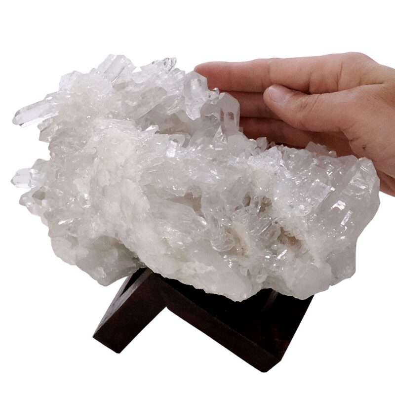 3.4kg Natural Clear Quartz Specimen on Timber Stand 8cm S1727 4 Natural Clear Quartz Specimen on Timber Stand 8cm S1727 | Crystal Factory