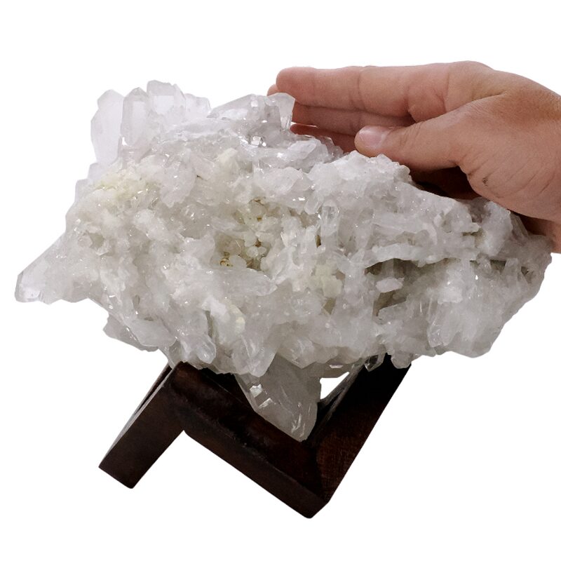 3.9kg Natural Clear Quartz Specimen on Timber Stand 8cm S1728 4 Natural Clear Quartz Specimen on Timber Stand 8cm S1728 | Crystal Factory
