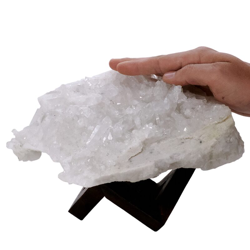 4kg Natural Clear Quartz Specimen on Timber Stand 8cm S1729 4 Natural Clear Quartz Specimen on Timber Stand 8cm S1729 | Crystal Factory