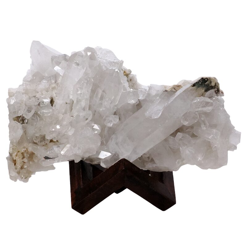 3.4kg Natural Clear Quartz Specimen on Timber Stand 8cm S1730 3 Natural Clear Quartz Specimen on Timber Stand 8cm S1730 | Crystal Factory