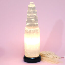 Sale 2 Selenite Tower Lamp 30cm Marble Base | Crystal Factory