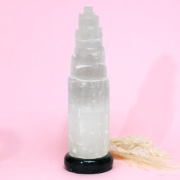 Sale 1 Selenite Tower Lamp 30cm Marble Base | Crystal Factory